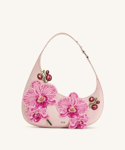 Harlee Orchid Embroidered Shoulder Bag - Pink