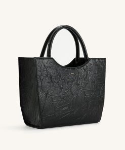 Alternative view of Leah Pleating Medium Tote Bag - Black