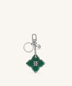 Rhombus Bag Charm And Key Holder - Dark Green