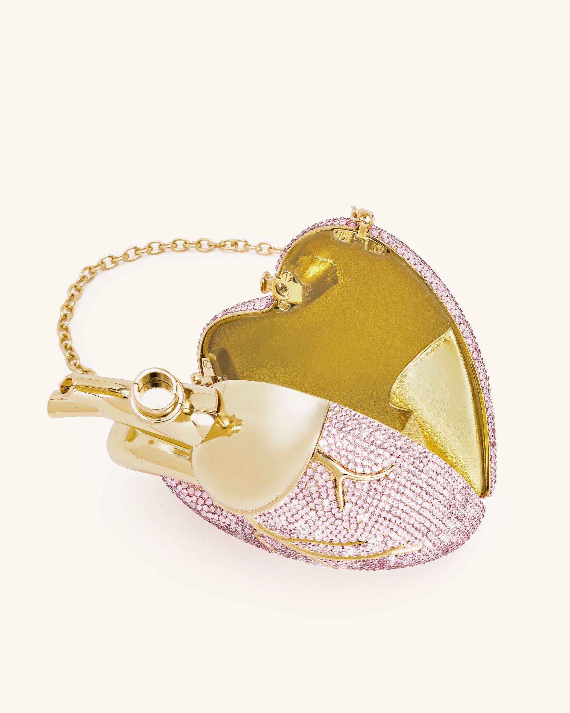 Maren Artificial Crystal Heart Shaped Bag - Pink - Image 6