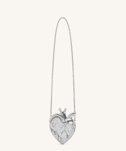 Alternative view of Maren Artificial Crystal Heart Shaped Bag - Silver