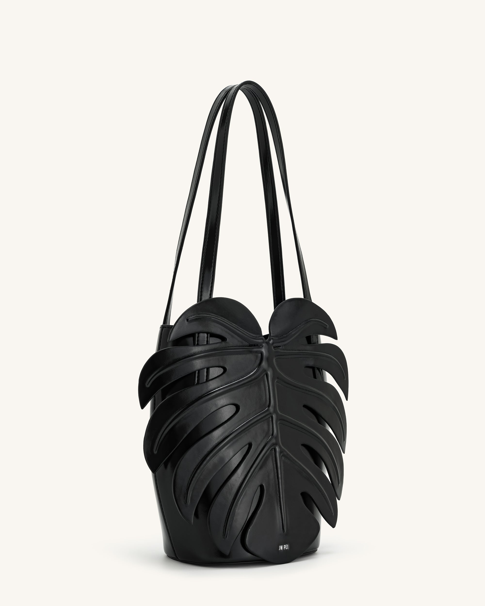 Cecelia Leaf Shape Shoulder Bag - Black - Image 2