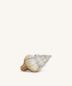 Conch Shape Faux Crystal Clutch - Gold