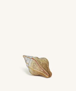 Alternative view of Conch Shape Faux Crystal Clutch - Gold