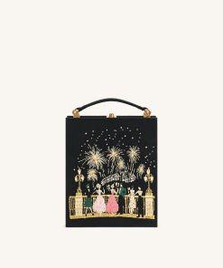 Taya-Fireworks  Pattern Book Shape Clutch Bag - Black