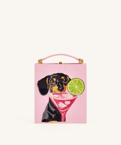 Taya-Puppy Pattern Book Shape Clutch Bag - Pink