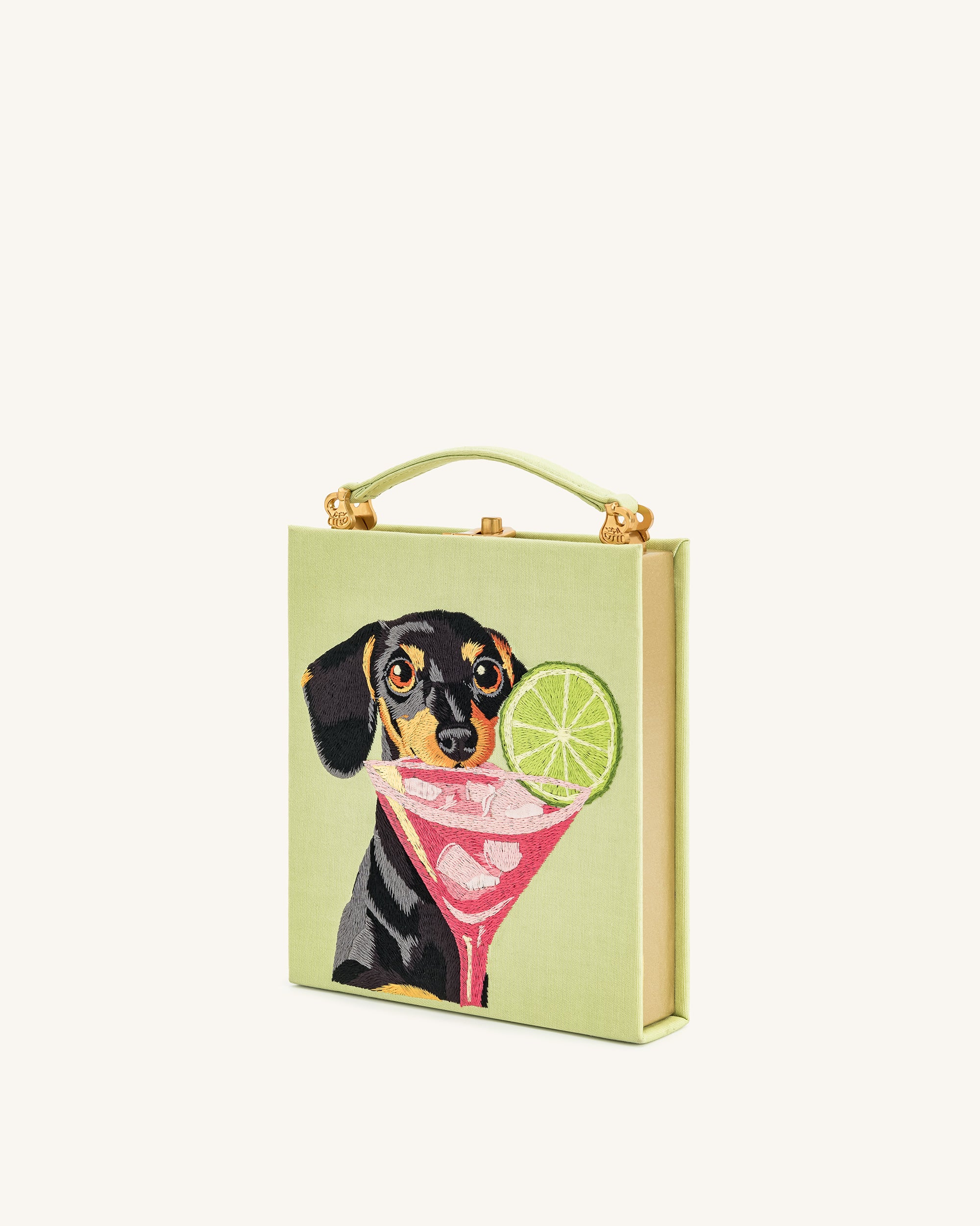 Taya-Puppy Pattern Book Shape Clutch Bag - Light Green - Image 3