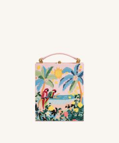 Taya Tropical Parrot Pattern Book Shape Clutch Bag - Pink