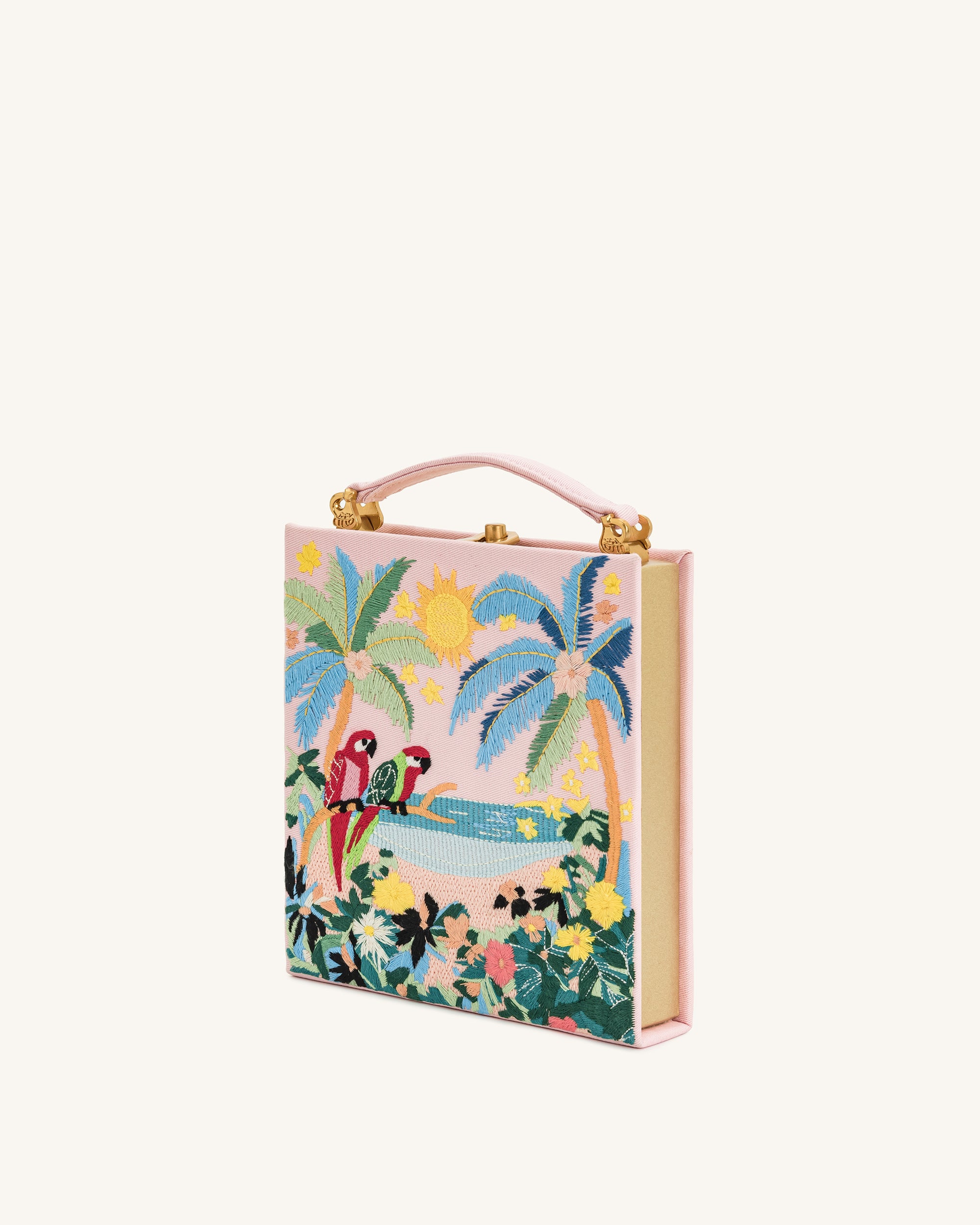 Taya Tropical Parrot Pattern Book Shape Clutch Bag - Pink - Image 2