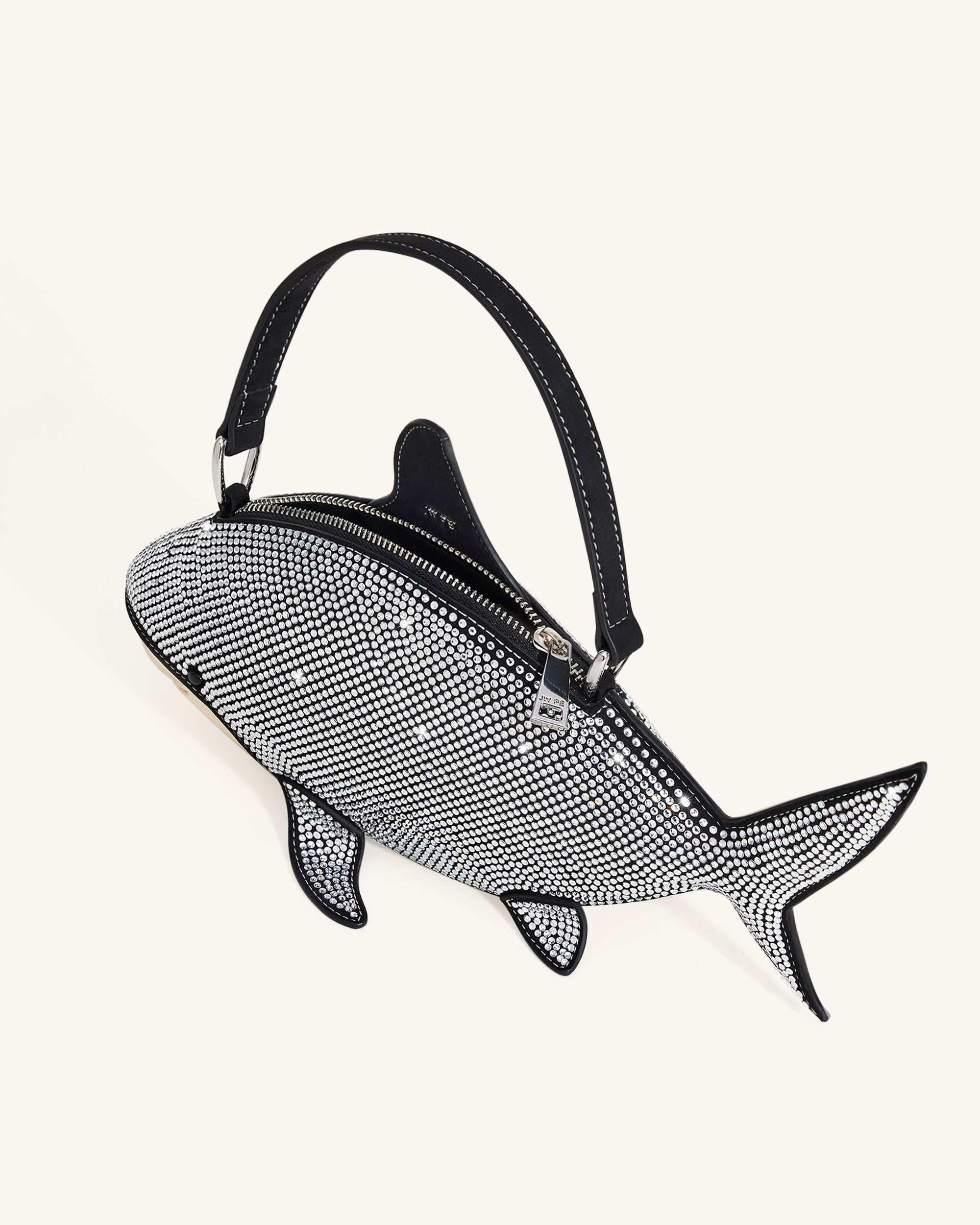Nerys Artificial Crystal Shark Top Handle Bag - Black - Image 4