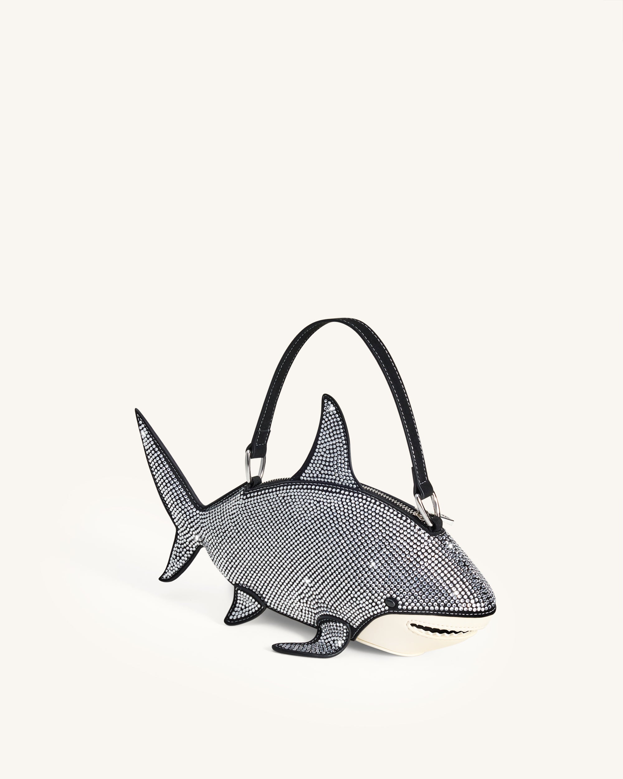 Nerys Artificial Crystal Shark Top Handle Bag - Black - Image 2