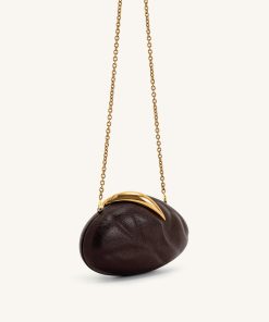 Alternative view of Kaya Irregular Oval Clutch - Dark Brown