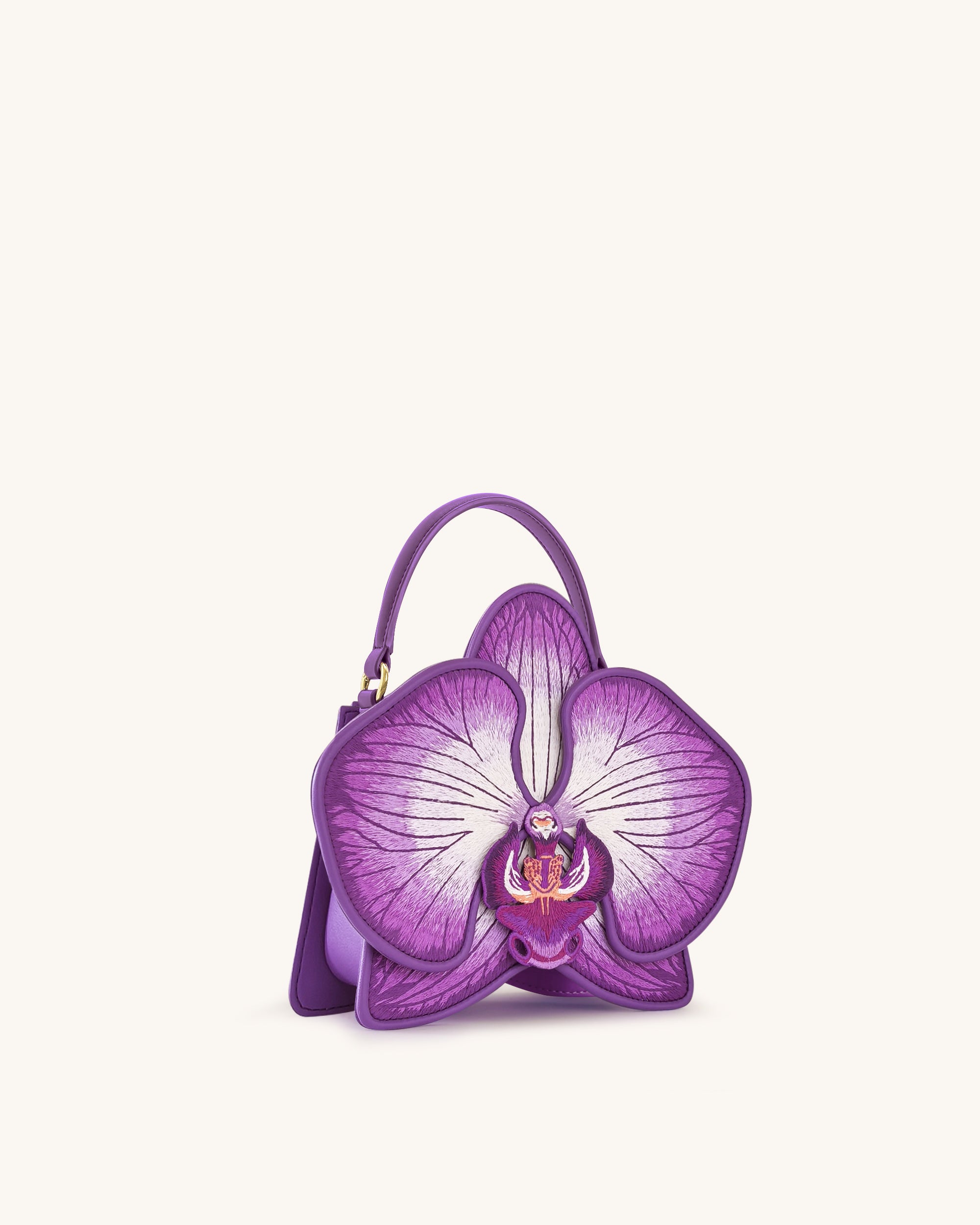 Flora Orchid Shaped Top Handle Bag - Purple - Image 2