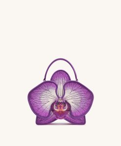 Flora Orchid Shaped Top Handle Bag - Purple