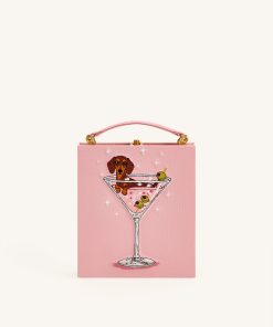 Taya Wine Glass Puppy Pattern Book Shape Clutch Bag - Pink