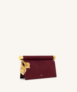 Alternative view of Holly Faux Suede Metal Pendant Embellished Clutch - Reddish Brown