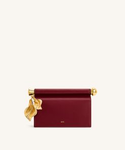 Holly Metal Pendant Embellished Clutch - Claret