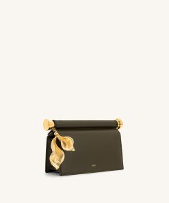 Alternative view of Holly Metal Pendant Embellished Clutch - Dark Olive