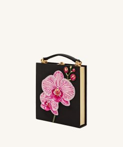 Alternative view of Taya Orchid Motif  Book Shape Clutch Bag - Black