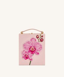 Taya Orchid Motif Book Shape Clutch Bag - Pink