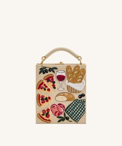 Elle Picnic Pattern Book Top Handle Bag - Khaki