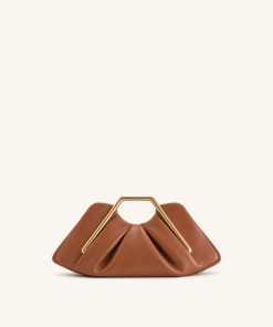 Lila Metal Frame Clutch - Brown