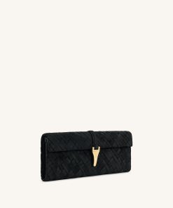 Alternative view of Zaria Woven Clutch - Black