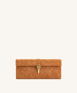 Zaria Woven Clutch - Brown