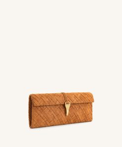 Alternative view of Zaria Woven Clutch - Brown