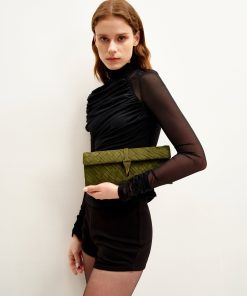 Alternative view of Zaria Woven Clutch - Dark Olive
