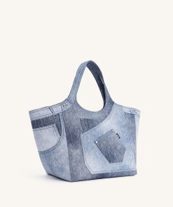Alternative view of Eliana Denim Embossed Tote Bag - Blue