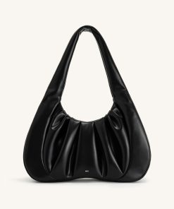 Ashley Ruched Shoulder Bag - Black