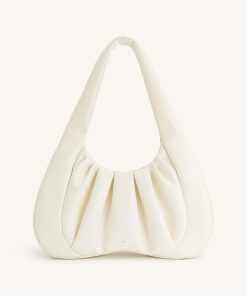 Ashley Ruched Shoulder Bag - White