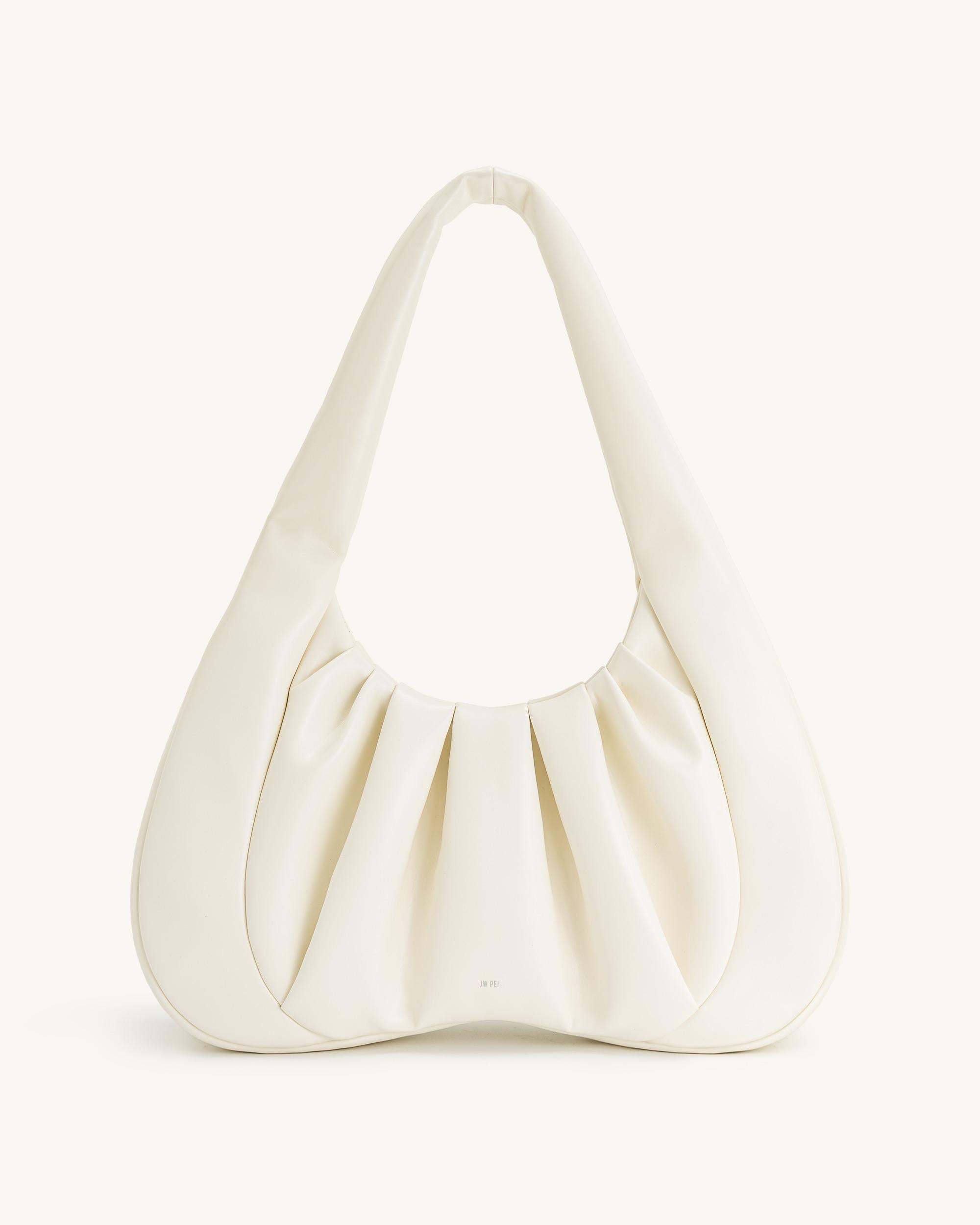 Ashley Ruched Shoulder Bag - White