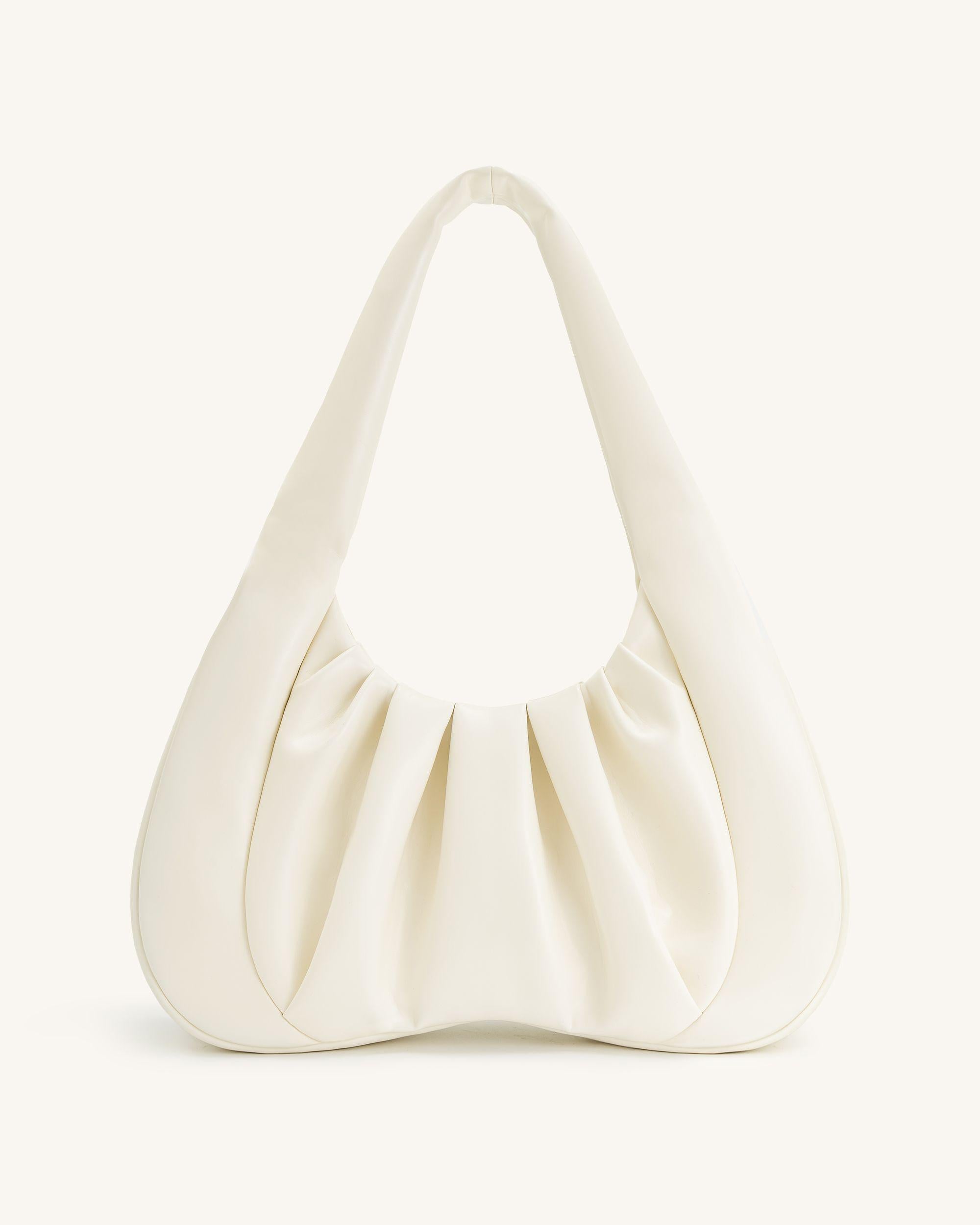 Ashley Ruched Shoulder Bag - White - Image 3