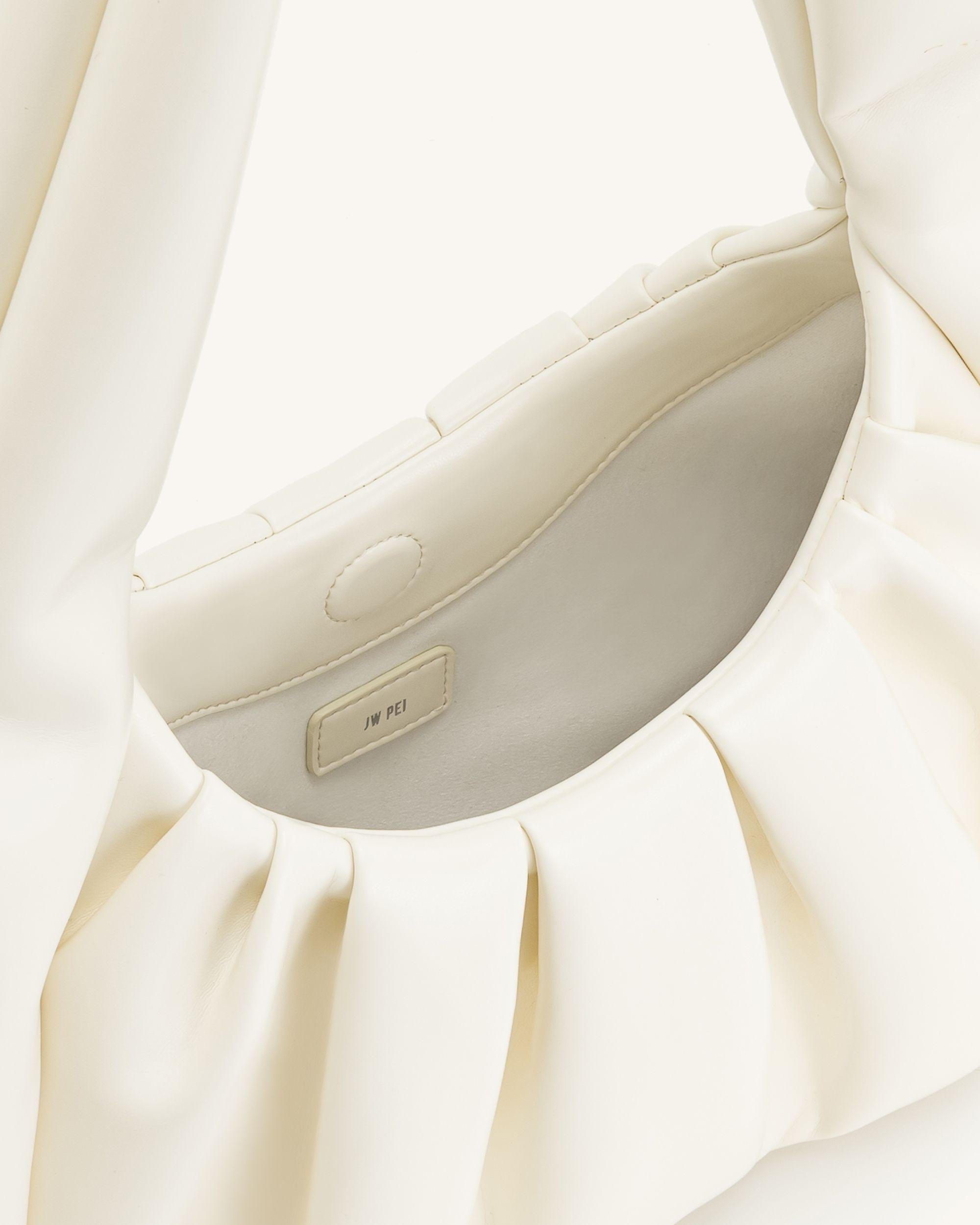 Ashley Ruched Shoulder Bag - White - Image 4