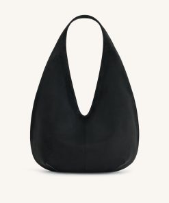 Dara Faux Suede Hobo Bag - Black