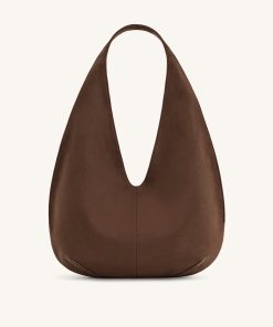 Dara Faux Suede Hobo Bag - Mocha Brown