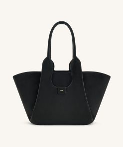 Cara Faux Suede Tote Bag - Black