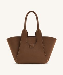 Cara Faux Suede Tote Bag - Mocha Brown