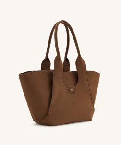 Alternative view of Cara Faux Suede Tote Bag - Mocha Brown
