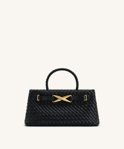 Elora Woven Tote Bag - Black