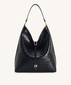 Aria Shoulder Bag - Black Croc