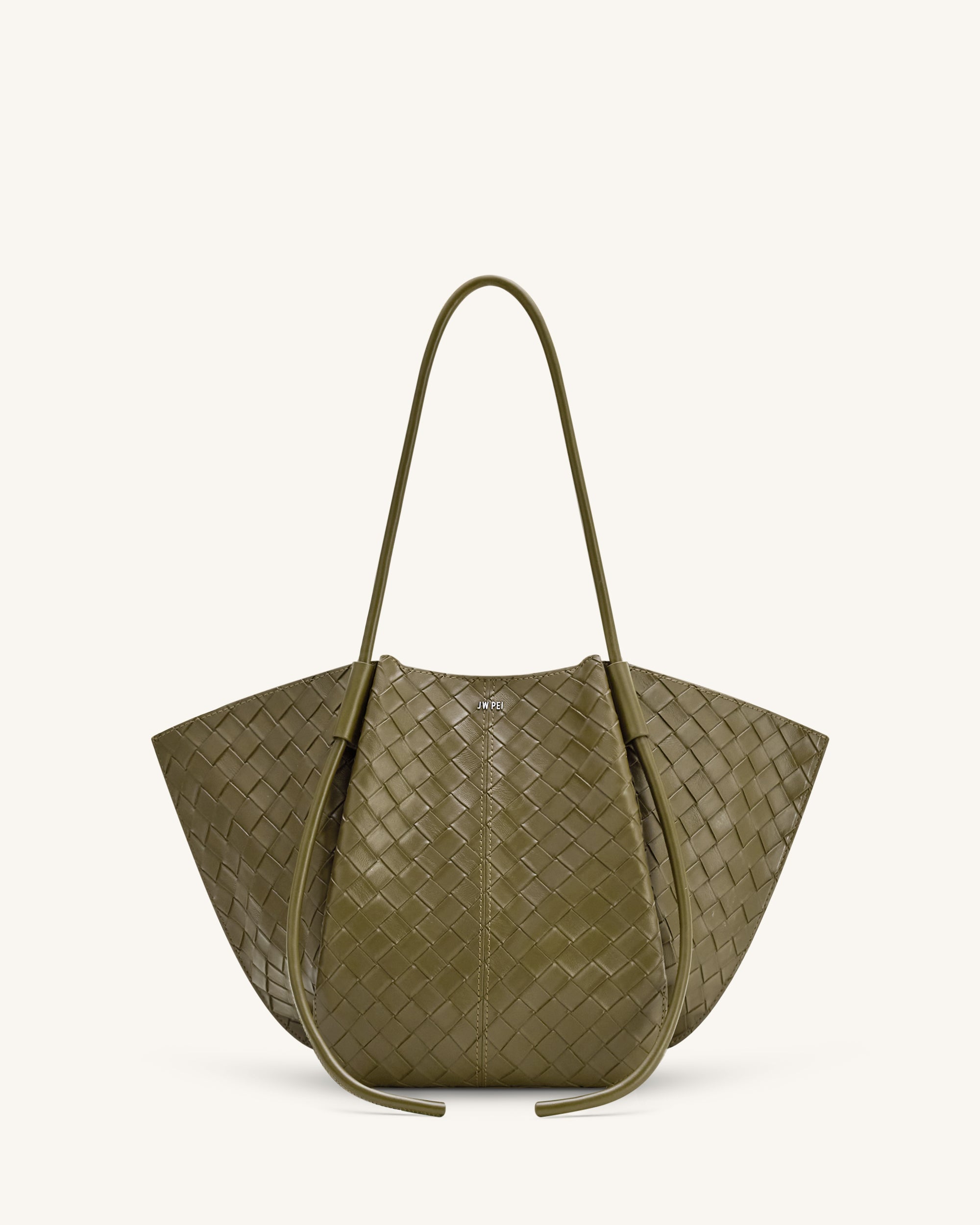 Nala Wide Weave Texture Tote Bag - Olive Green