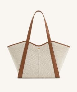 Kiana Large Capacity Tote Bag - Brown Canvas