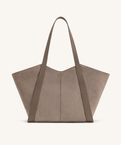 Kiana Large Capacity Faux Suede Tote Bag - Taupe