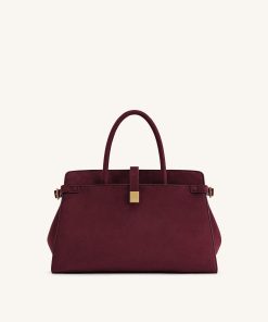 Saige Faux Suede Tote Bag - Burgundy