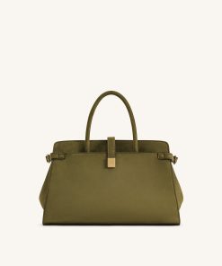 Saige Faux Suede Tote Bag - Olive Green