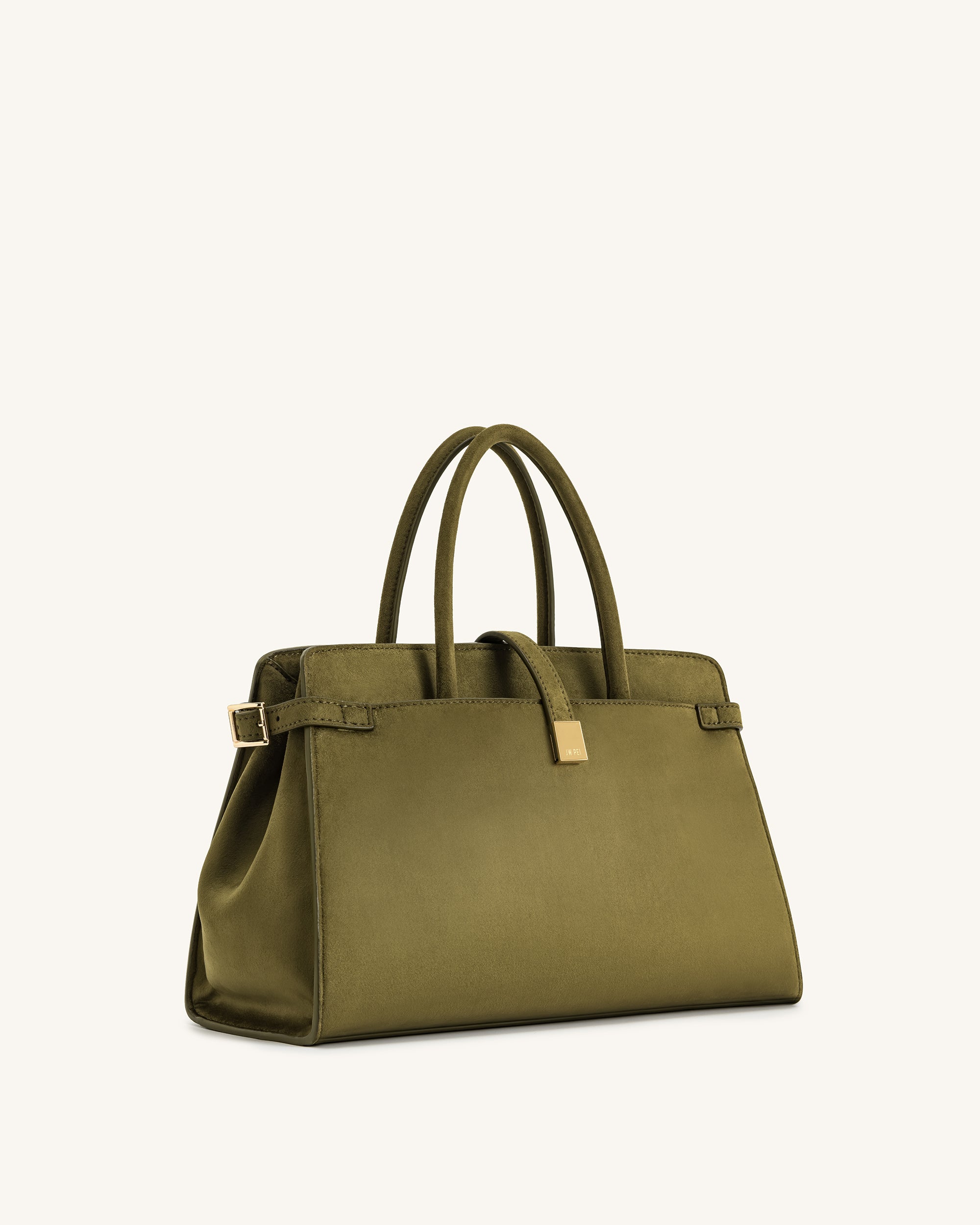 Saige Faux Suede Tote Bag - Olive Green - Image 2