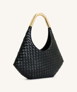 Alternative view of Olivia Hand-Woven Metal Handle Hobo Bag - Black